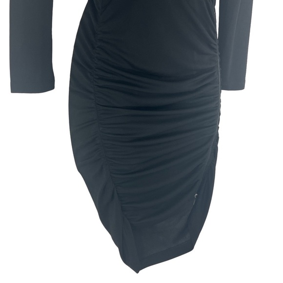 Bcbgmaxazria Dalton Zip-front Black Ruched Cocktail Mini Dress XXS - Picture 5 of 12